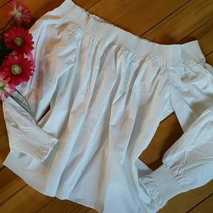 NWT LOFT White Off the Shoulder Blouse